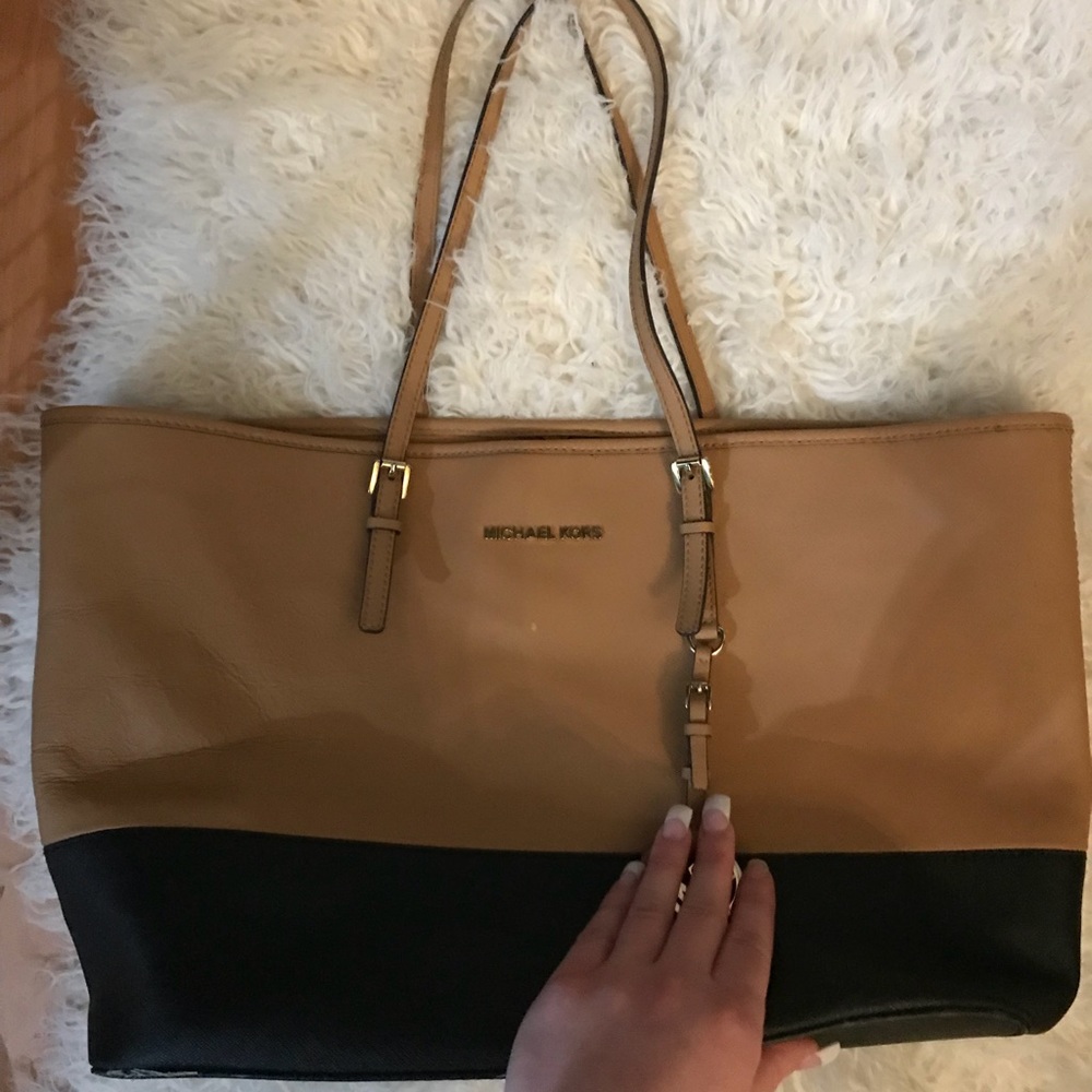 Authentic Michael Kors black & tan purse - Picture 2 of 8